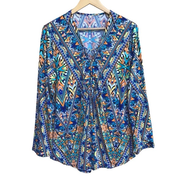 Bar 111 Monarchy Printed Lace Up Tunic Cover Up - Picture 3 of 9